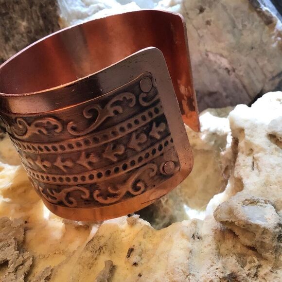 Bracelet, Copper Cuff Bracelet with Pietersite, Handmade, Artisan, NEW - Picture 2 of 4